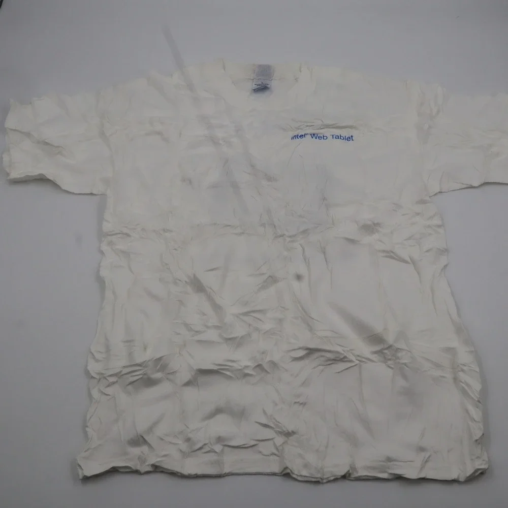 Intel Web Tablet Promo Gildan T-Shirt Mens Large‎ White Vintage Y2K Tech Graphic